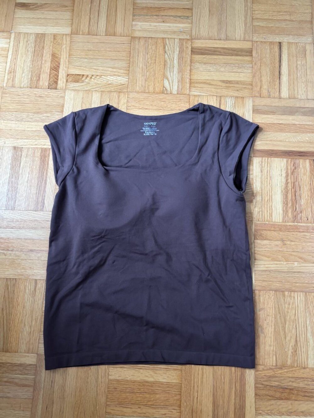 SHAPED Brown Square Neck Cap Sleeve Top Size XL